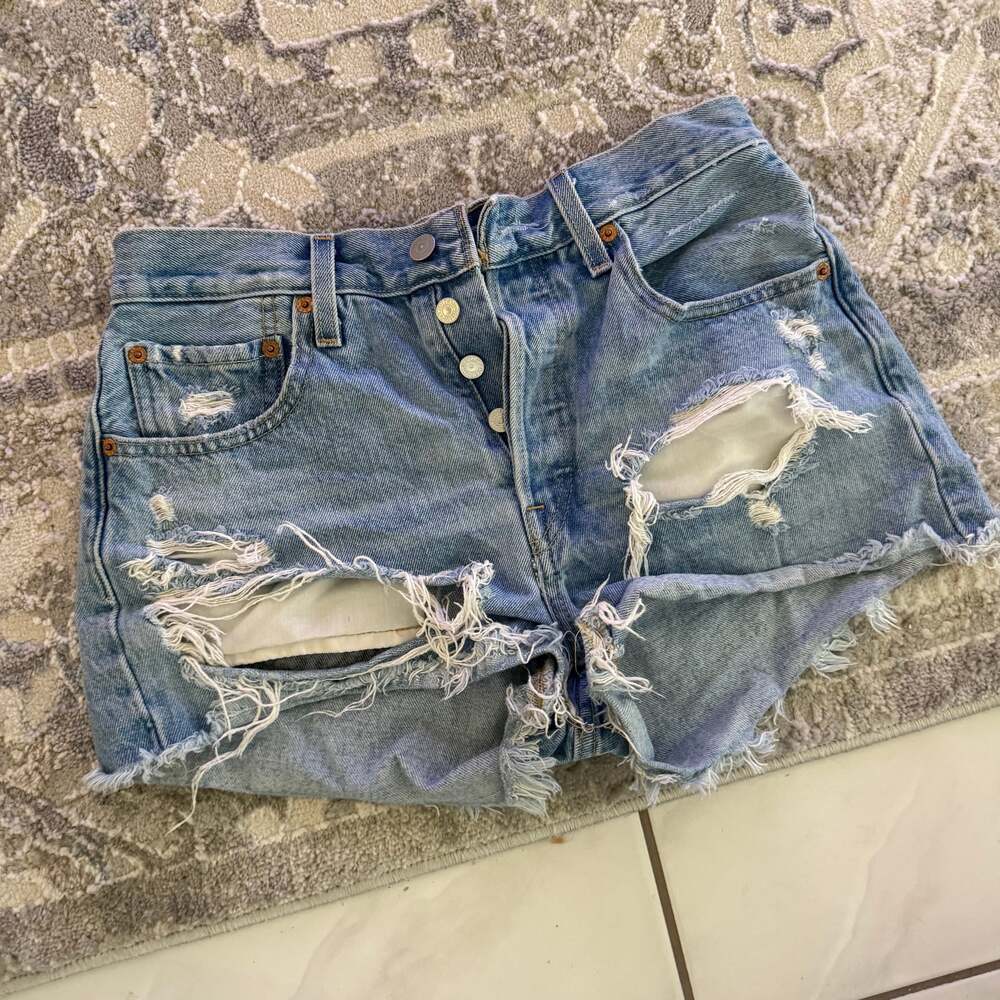 Levi's 501 High-Rise Distressed Denim Shorts Light Wash